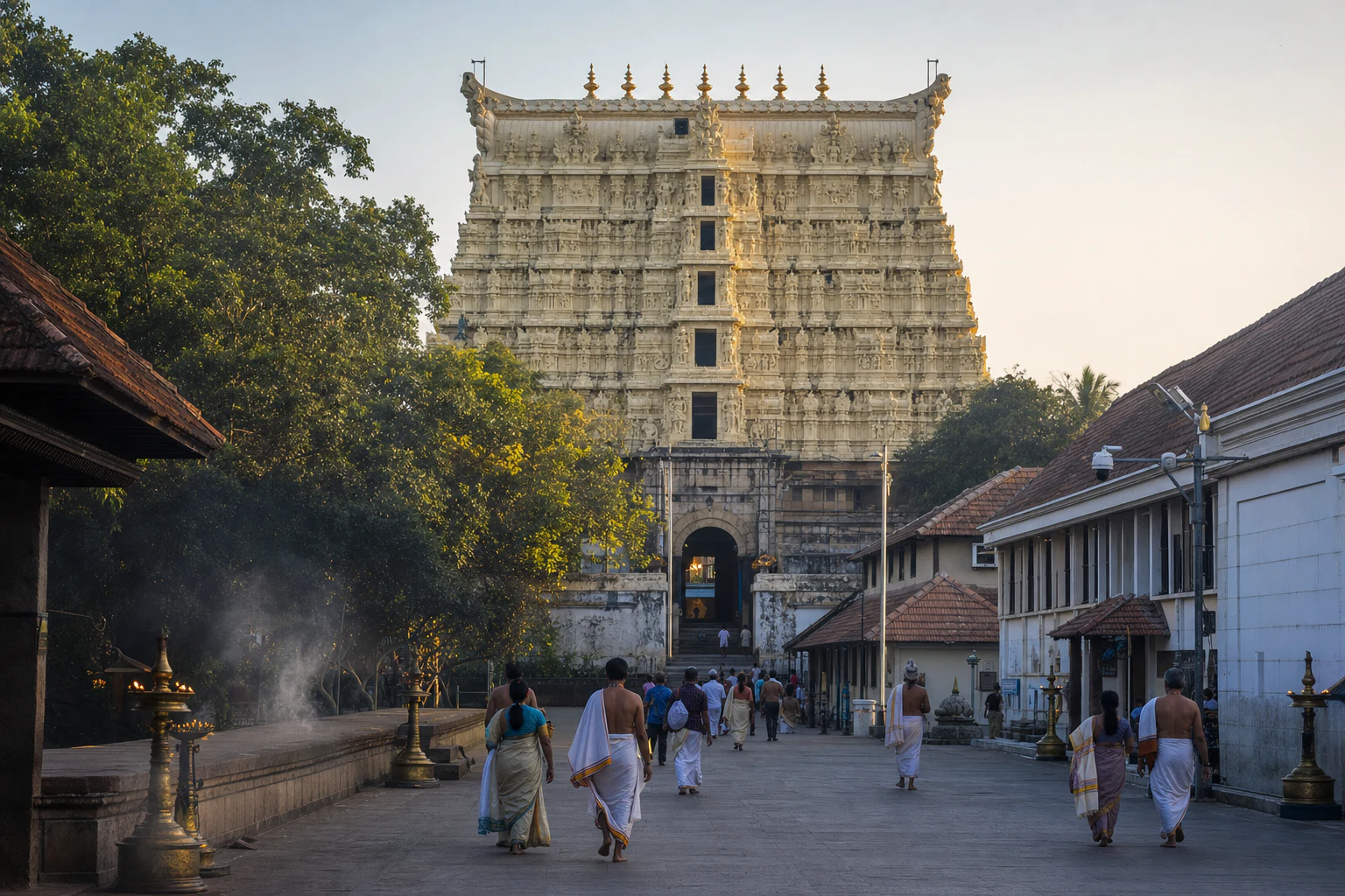Храм Sree Padmanabhaswamy в Thiruvananthapuram снаружи