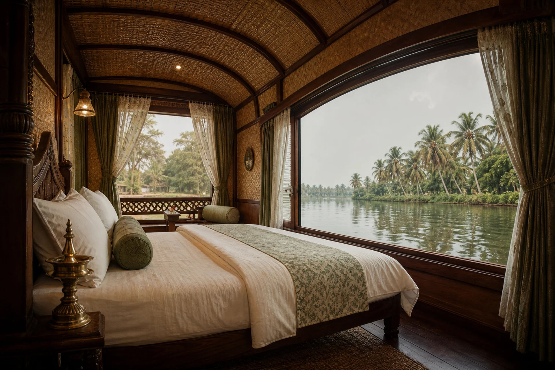 Светлая каюта приватного хаусбота в Alleppey